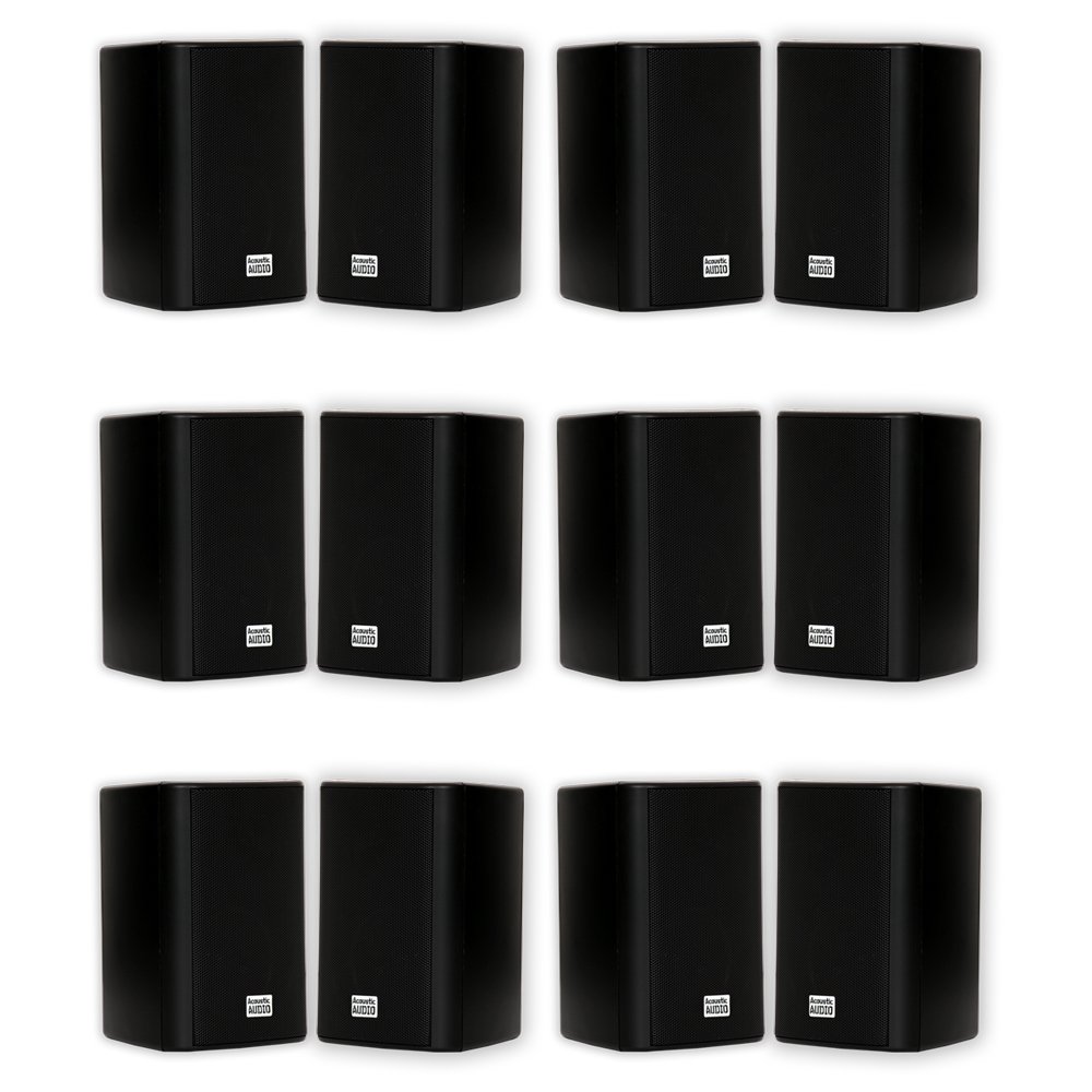 Acoustic Audio AA351B Indoor Outdoor 2-Way Black Speakers - 3000W Peak Power, 6 Pair Pack (AA351B-6Pr) - Perfect for Home Theater, Patio, and Party Sound Systems