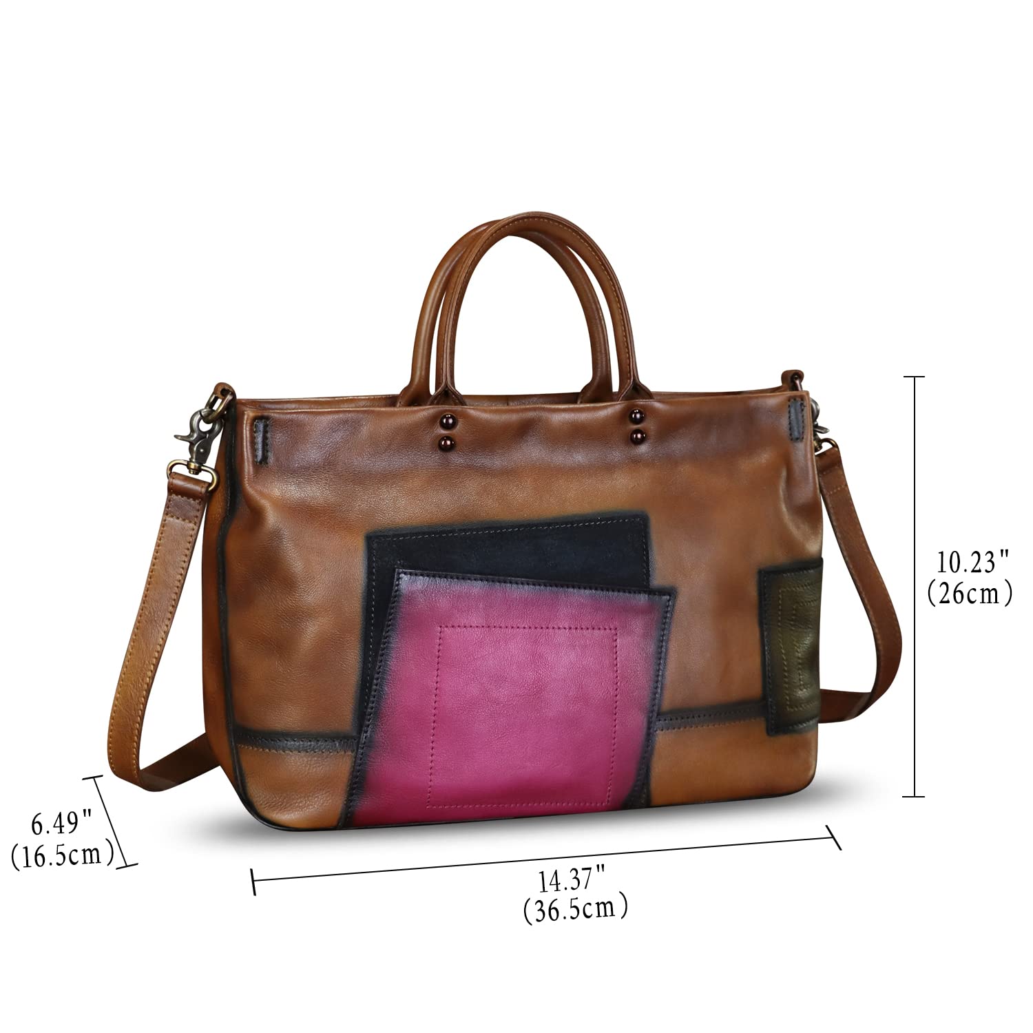 Genuine Leather Satchel for Women - Premium Handmade Work Tote Bag with Top Handle & Crossbody Strap - Perfect for Office, Travel & Everyday Use