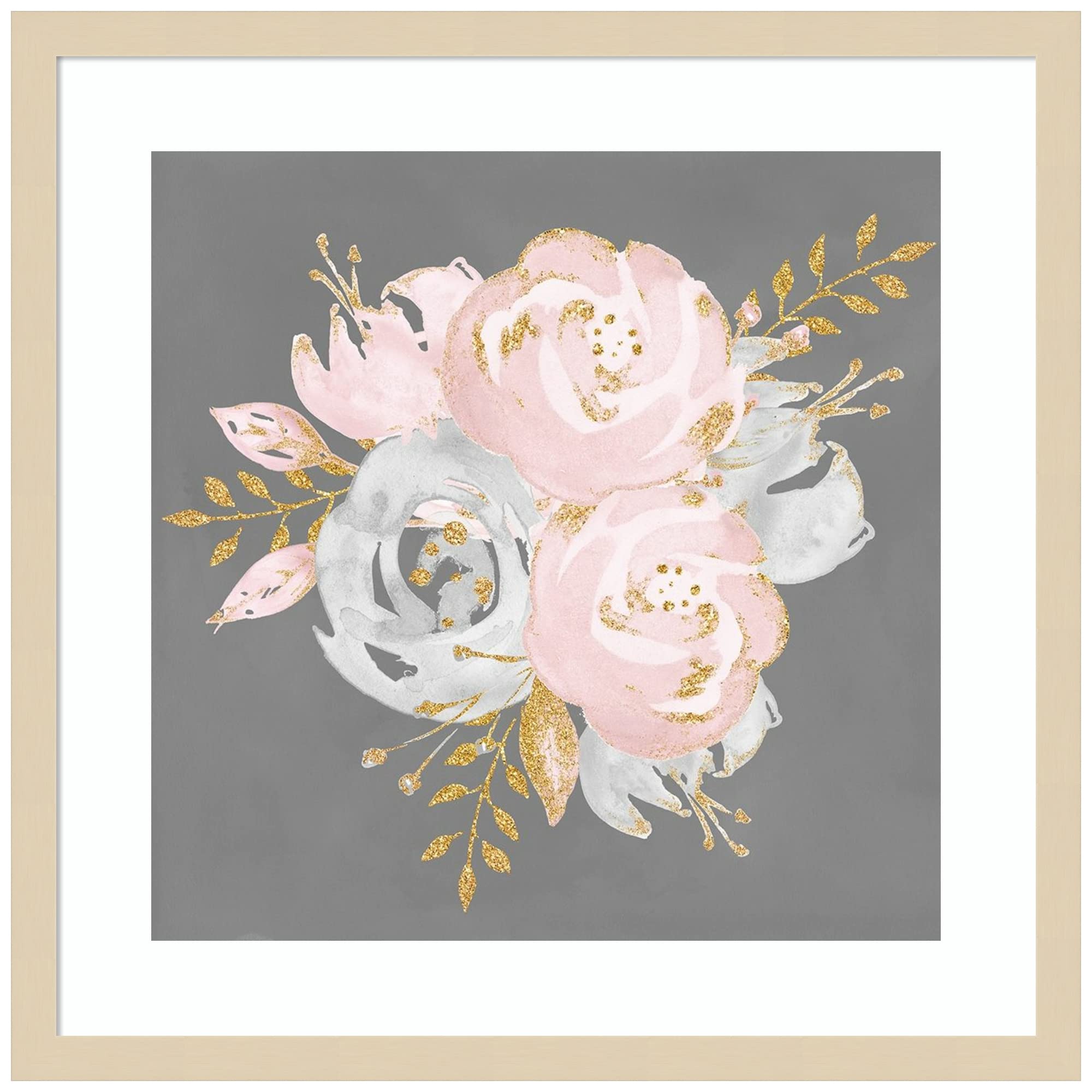 Amanti Art Framed Floral Bouquet Wall Art Print 21x21 - Nature Magick Gray Flower Painting, Modern Contemporary Home Decor for Living Room, Bedroom & Bathroom | Perfect for Housewarming Gifts & Interior Design