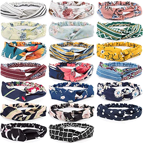 Boho Headbands for Women - 10 Pack Elastic Hair Bands, Criss Cross Hair Wraps & Fashion Hair Accessories | Perfect for Yoga, Workouts, Beach & Everyday Style