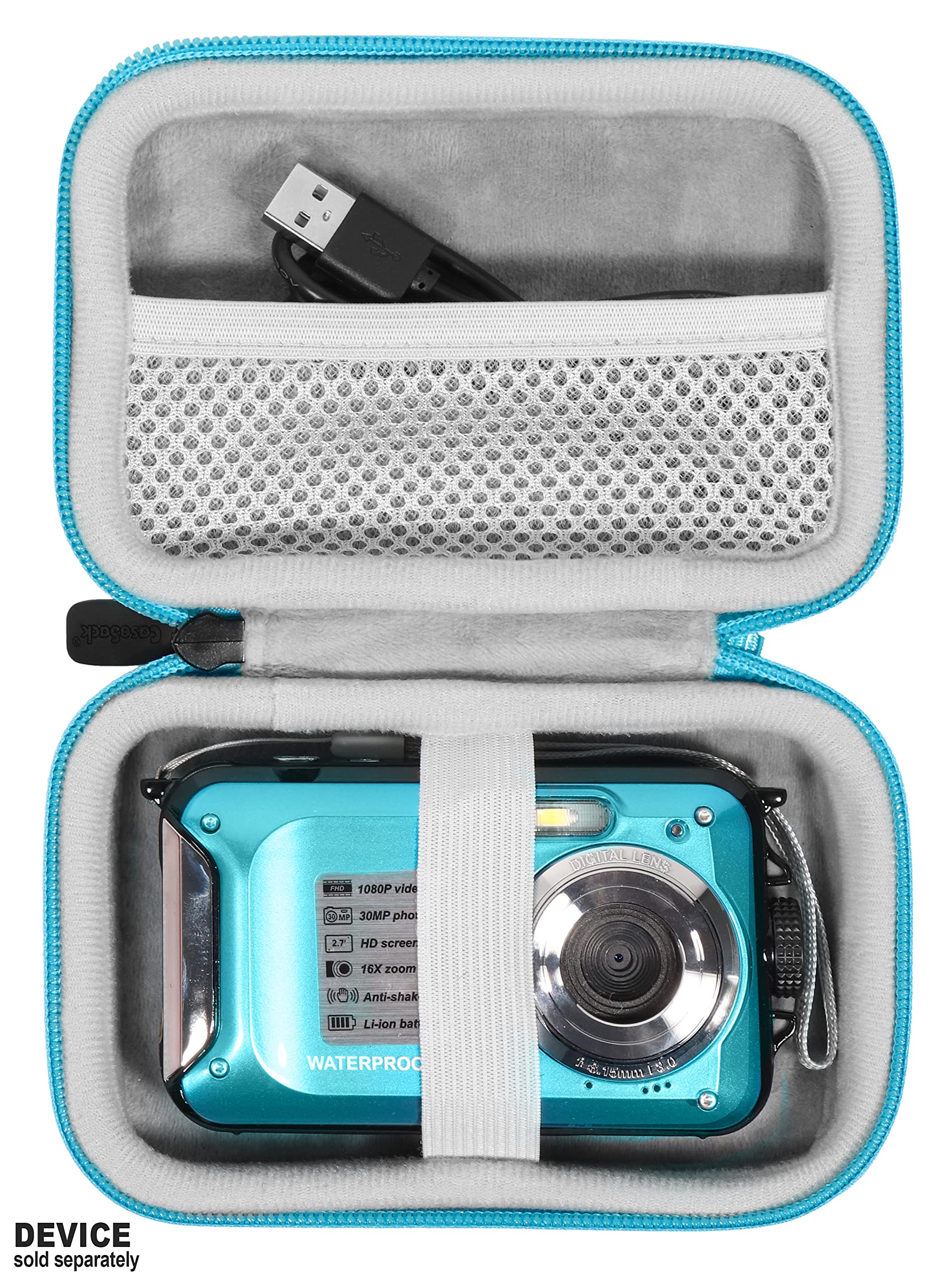 Waterproof Camera Case - Blue Vinyl Water Resistant Camera Enclosure for Underwater Photography & Outdoor Adventures