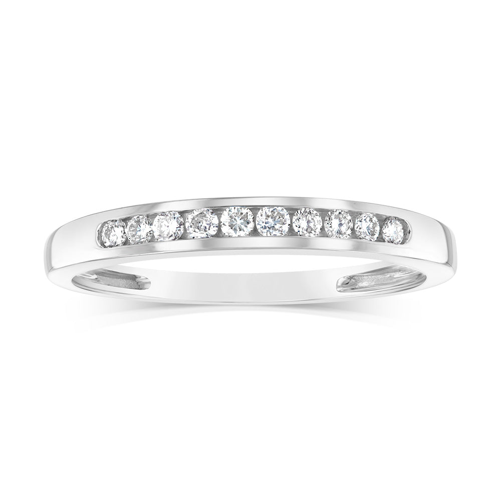 9ct White Gold 0.15 Carat Diamond Eternity Ring with 10 Brilliant Cut Diamonds - Elegant Wedding Band, Anniversary Gift for Her, Perfect for Proposals & Special Occasions