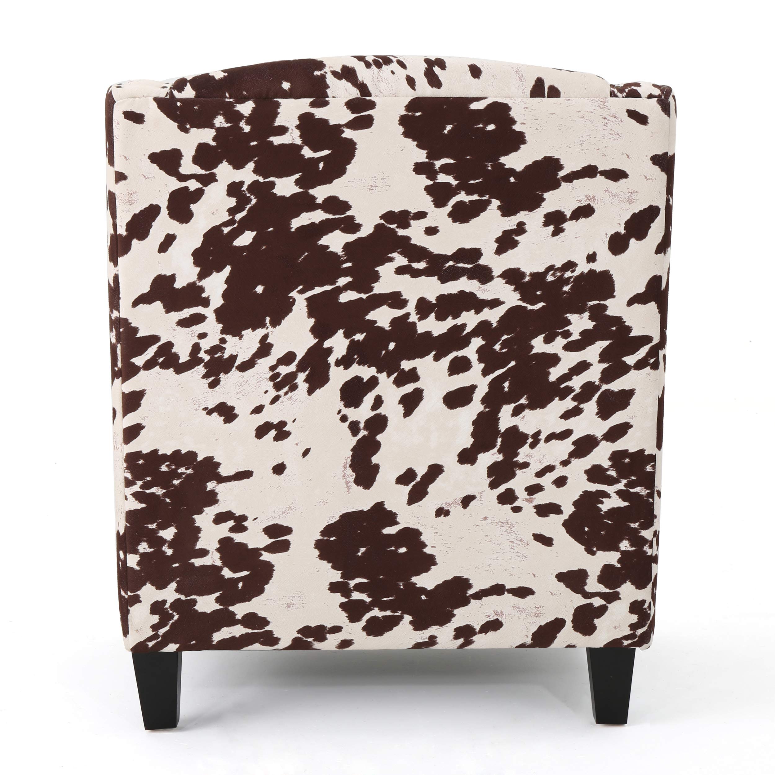 Christopher Knight Home Elysabeth Studded Velvet Club Chair - Luxurious Cow Print & Dark Brown Accent Chair, 32.75