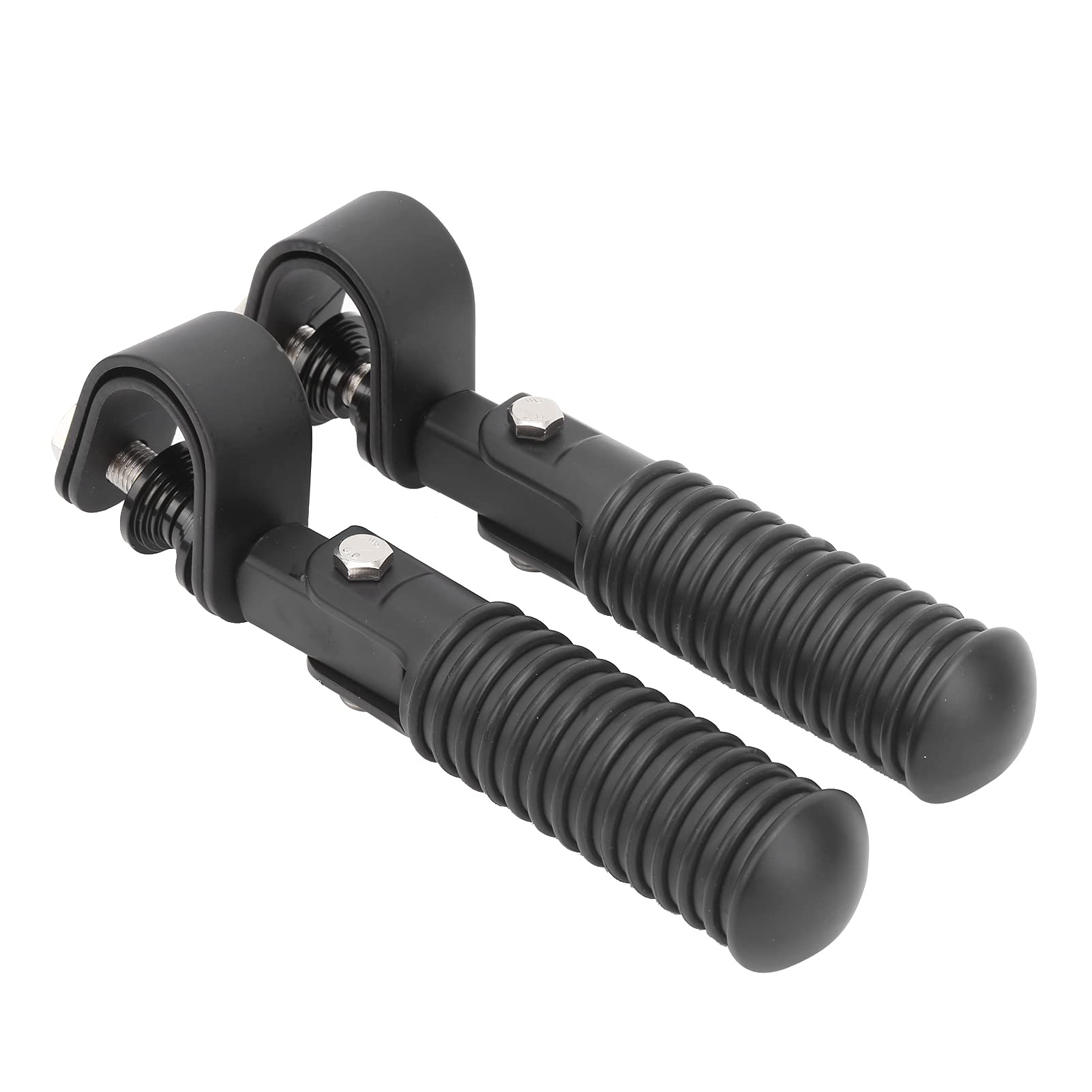 Black Motorcycle Foot Pegs for 1in Crash Bars - 25mm Footrest Mount Replacement with Heavy-Duty Clamp - Perfect for Highway Riding & Engine Guard Protection