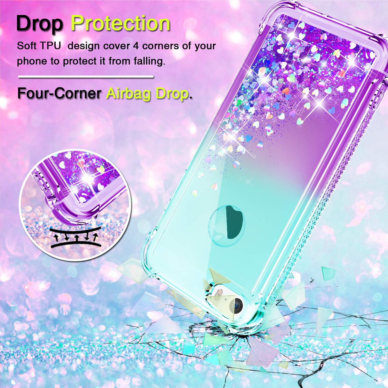 Gritup Premium iPhone 5/5s/SE Case with HD Screen Protector - Slim Protective Cover for Women & Girls in Teal Purple - Perfect for Daily Use, Work & Travel