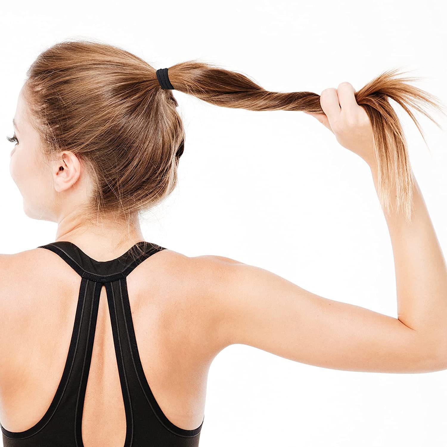 55 Pack Black Hair Bands for Women - Stretchable Ponytail Holders, No-Slip Hair Ties for Thick & Thin Hair - Perfect for Workouts, Yoga, Running and Daily Hairstyling