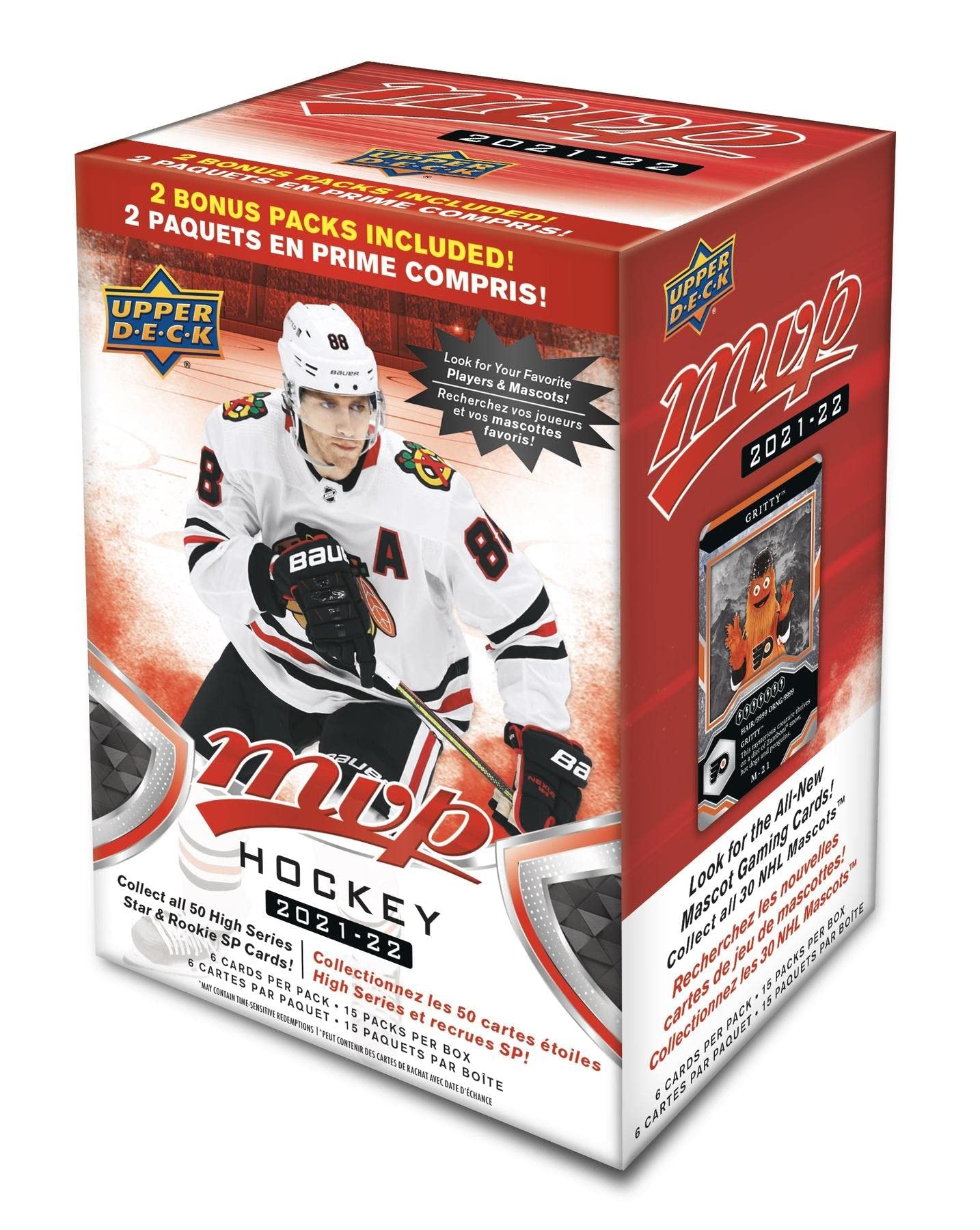 2021-2022 Upper Deck MVP NHL Hockey Blaster Box - 15 Packs per Box | Collectible Hockey Trading Cards for NHL Fans & Sports Memorabilia Collectors