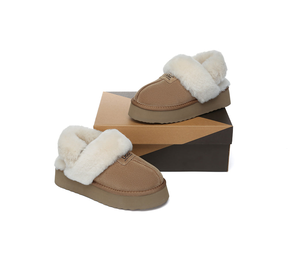 Australian Shepherd® Women's 3-Way Style UGG Slippers with Removable Wool Strap - Slingback Platform Suzie for Cozy Home, Office & Travel Comfort