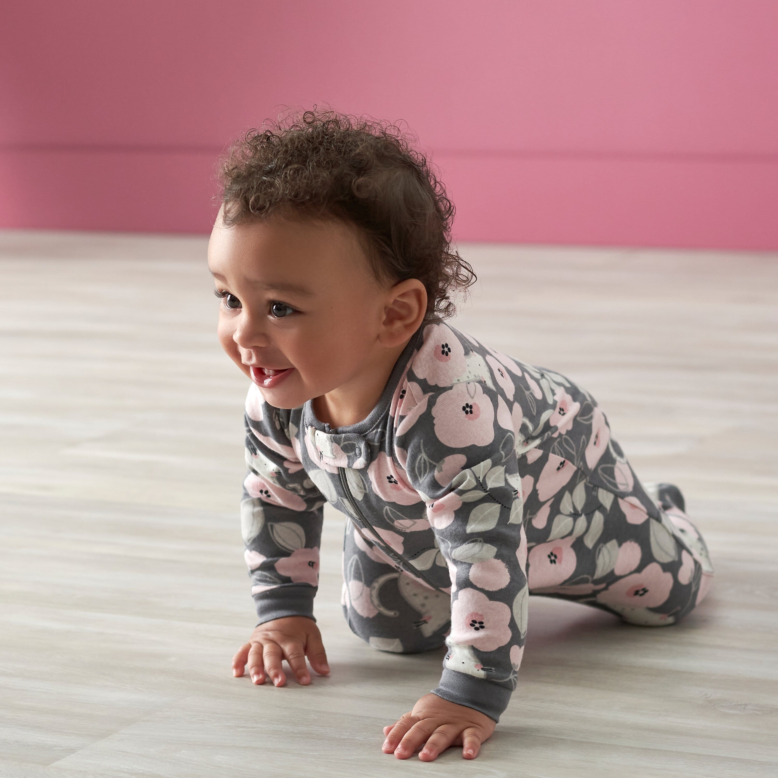 2 Pack Baby Girls Comfy Stretch Floral Leopard Sleep 'N Plays - Soft Cotton Footie Pajamas for Newborn & Infant - Perfect for Nursery, Bedtime & Playtime