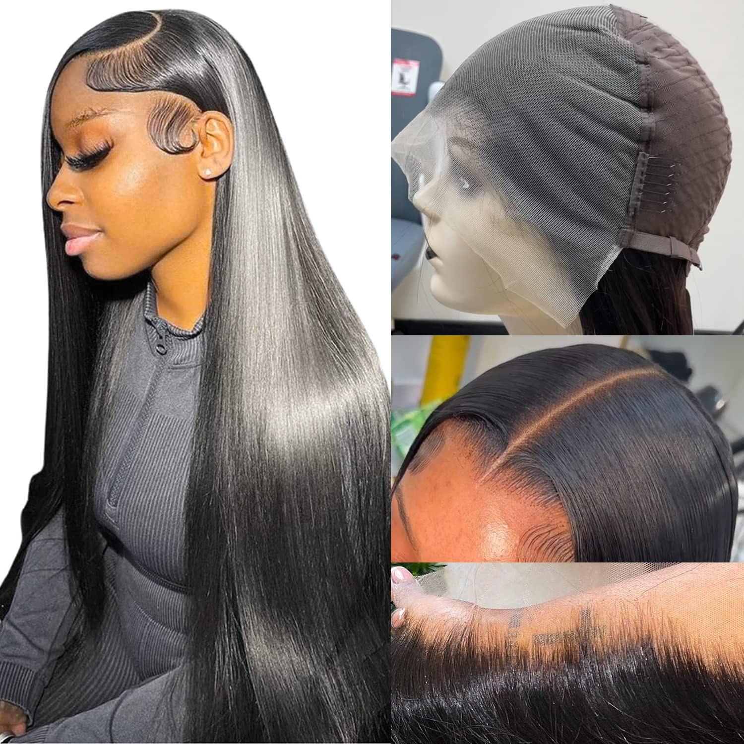 Lemoda 200 Density 13x6 Straight Full Lace Frontal Wigs Human Hair HD Transparent Lace Wig Pre Plucked Straight Lace Front Wigs for Black Women - 24 Inch Natural Color | Perfect for Daily Wear, Parties, Weddings & Special Occasions