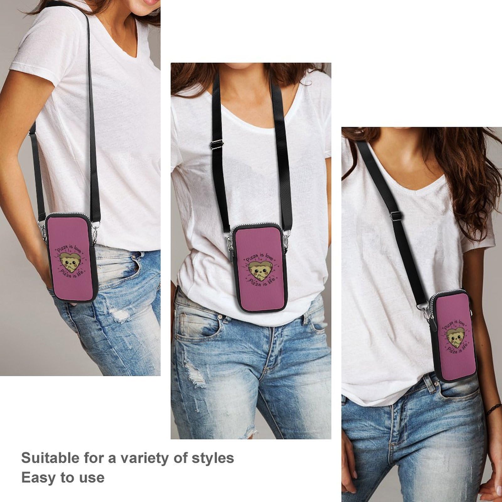 **Waterproof Crossbody Phone Bag for iPhone & Android - Mini Smartphone Wallet Purse for Women & Men - Perfect for Pizza Lovers, Outdoor Activities & Daily Use**