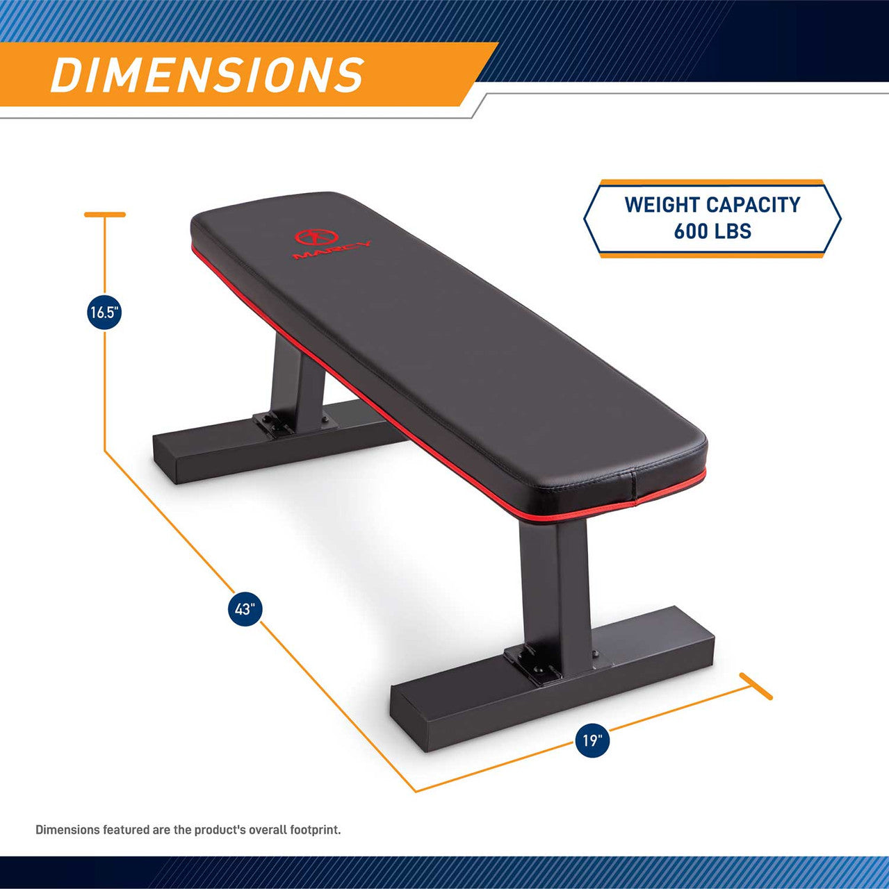 Marcy SB 10510 Flat Weight Bench - Adjustable Home Gym Equipment for Strength Training & Workouts | Perfect for Home Gym, Personal Training & Fitness Enthusiasts
