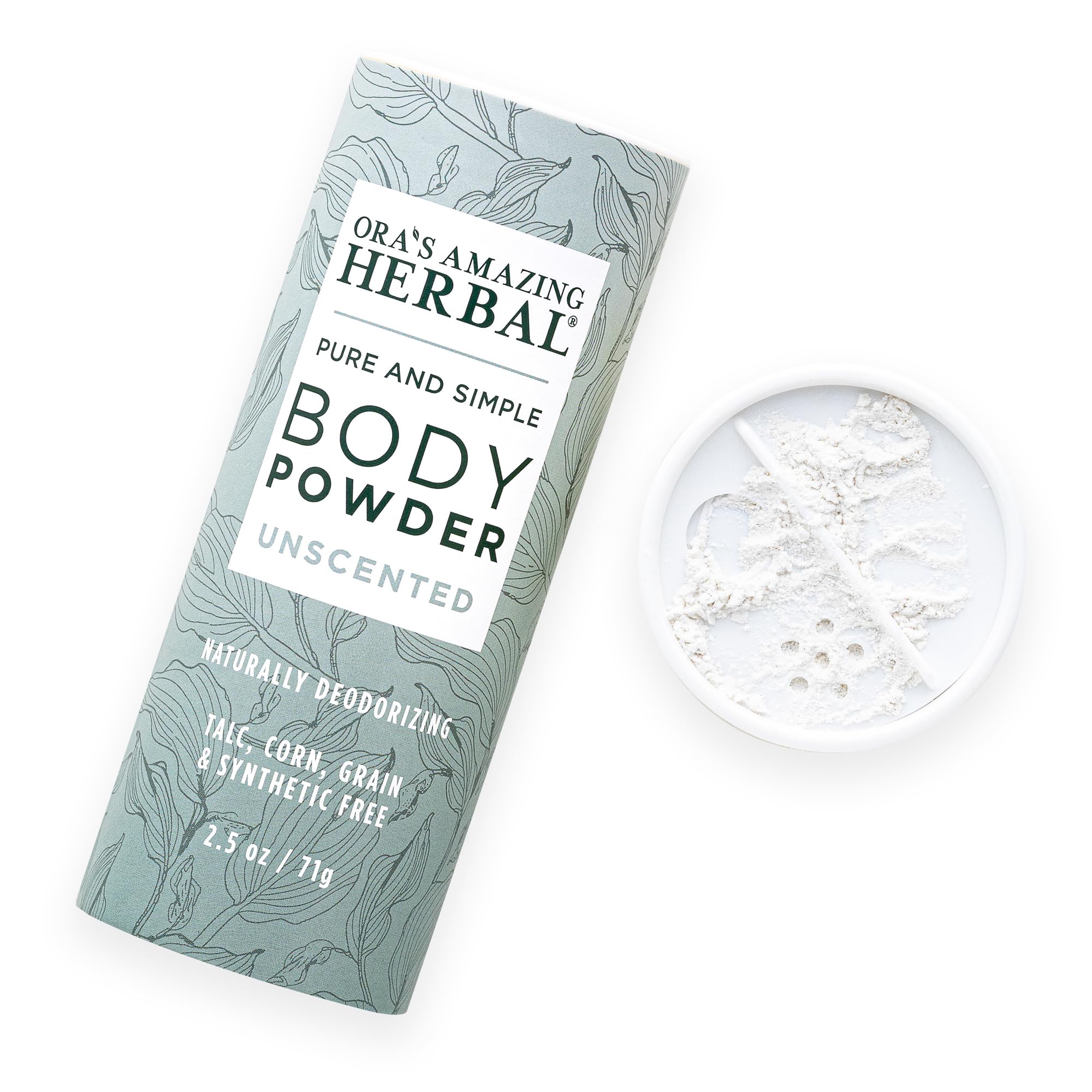 Fragrance-Free Body Powder for Women & Men | Unscented Talc-Free Dusting Powder | Cornstarch-Free for Waxing, Sugaring & Foot Care | Natural Dry Shampoo | Made in USA | Ora’s Amazing Herbal 2.5 oz – Ideal for Post-Waxing, Gym Bags & Daily Freshness