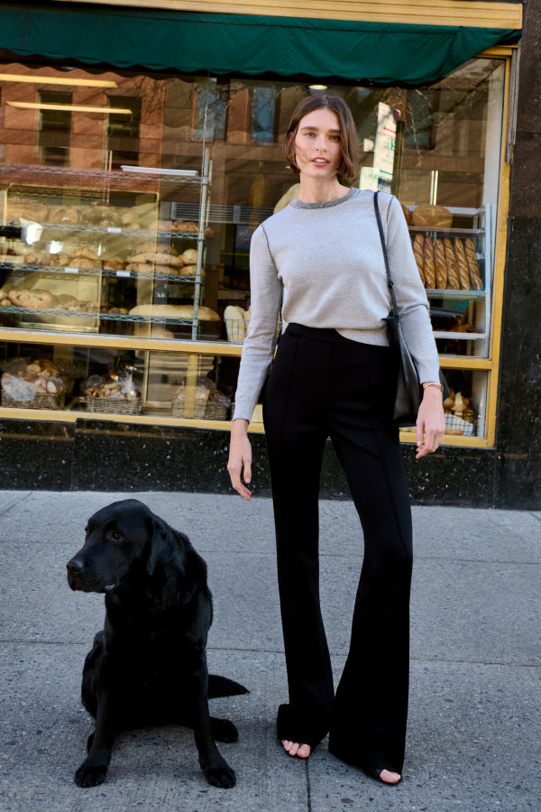 Stylish Hart Flare Trouser in Black Butter Ponte Fabric - Perfect for Work, Office & Casual Wear