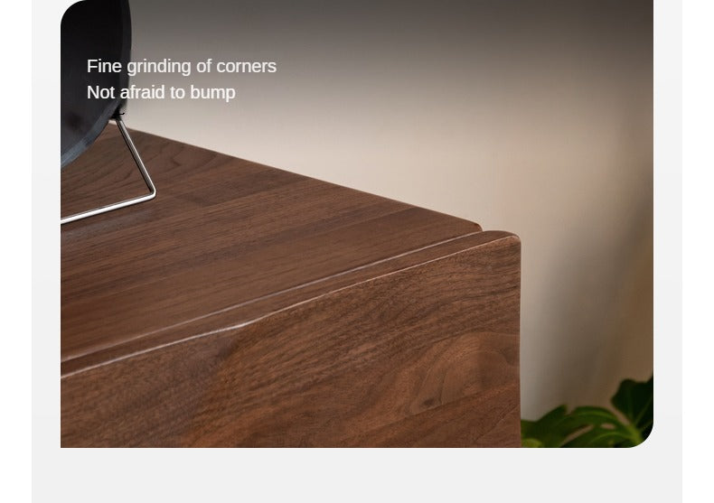 Black Walnut Solid Wood Wave Nightstand - Modern Bedroom Side Table with Drawer for Storage | Perfect for Bedside, Living Room, or Office Use
