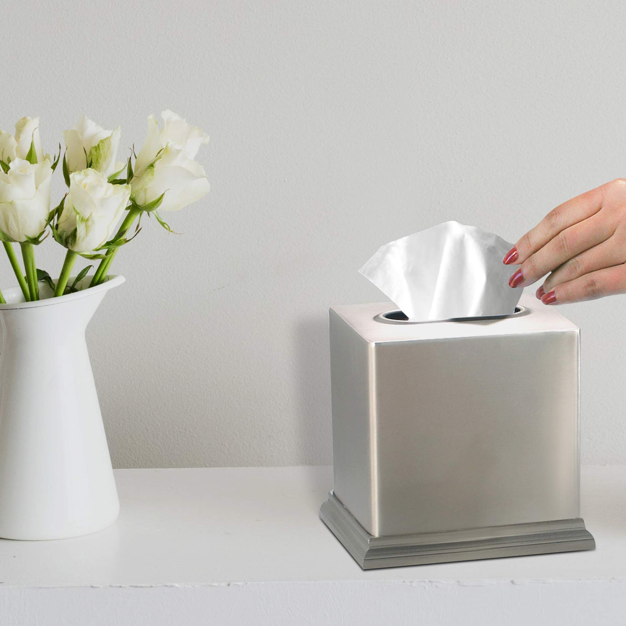 Premium Stainless Steel Rosemont Boutique Tissue Box Cover - Elegant Home Decor for Living Room, Bedroom & Office