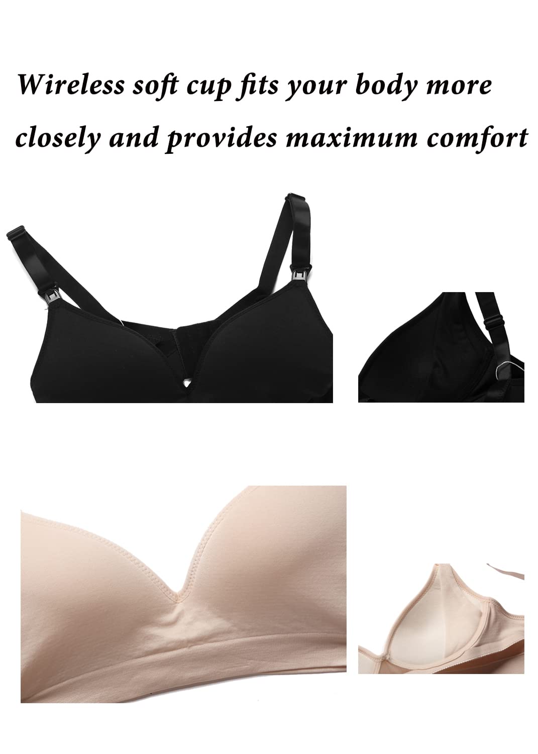 Vevarble Wireless Maternity Nursing Bras for Women - Soft Comfortable Pregnancy & Breastfeeding Bras - Perfect for Daily Wear, Sleeping, and Nursing at Home or Work