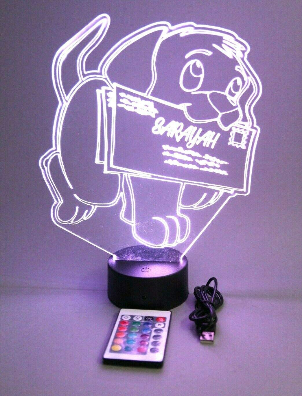 Personalized Custom LED Animal Night Light Lamp - 16 Color Remote Control Desk Lamp for Kids Room, Nursery, Bedroom | Cute Puppy Dog Shape Nightlight | Perfect Gift for Birthdays & Holidays