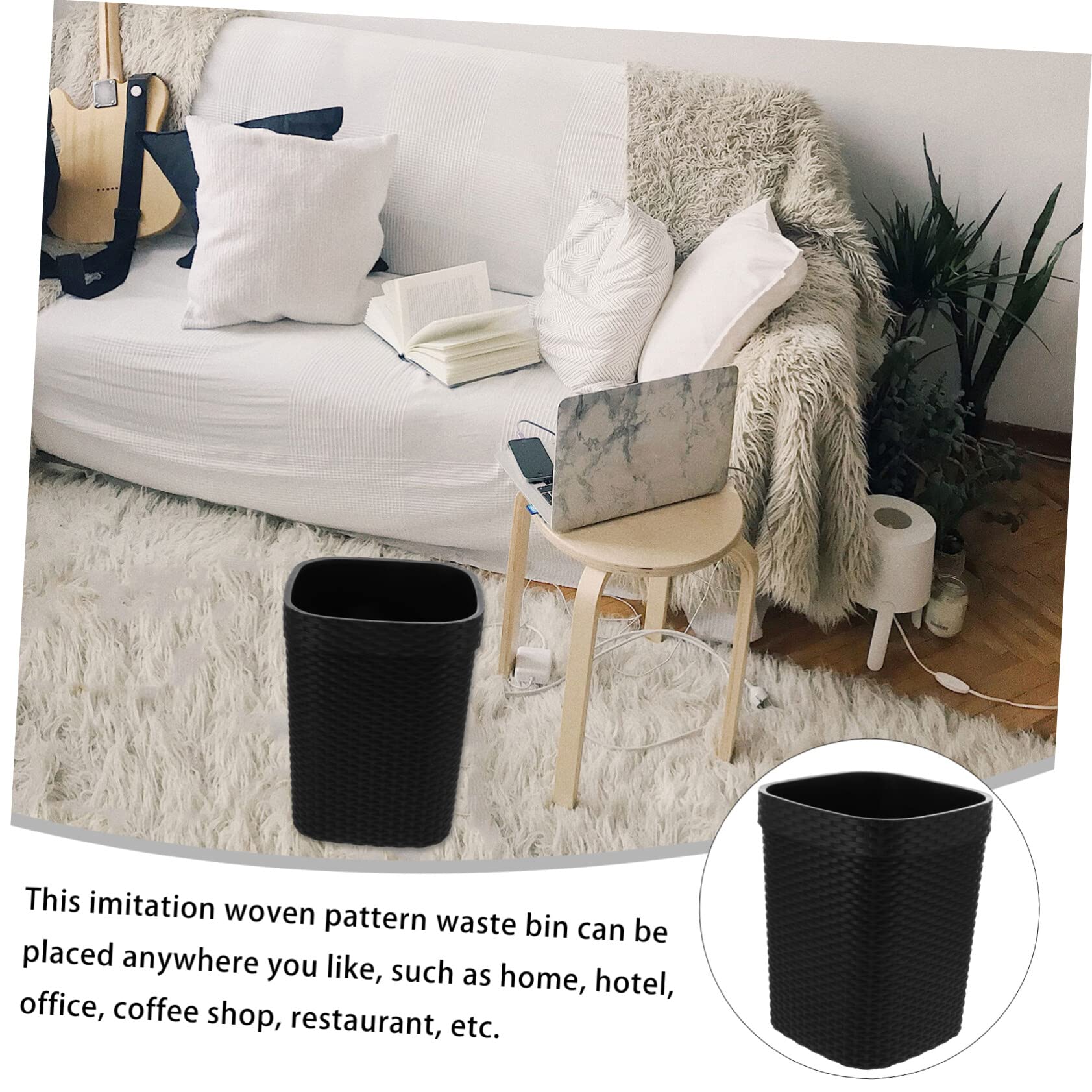 Operitacx Woven Waste Basket - 5L Plastic Trash Can for Home & Office Use | Eco-Friendly Small Garbage Bin for Desk, Bathroom, Kitchen & Bedroom | Modern Home Organization Accessory