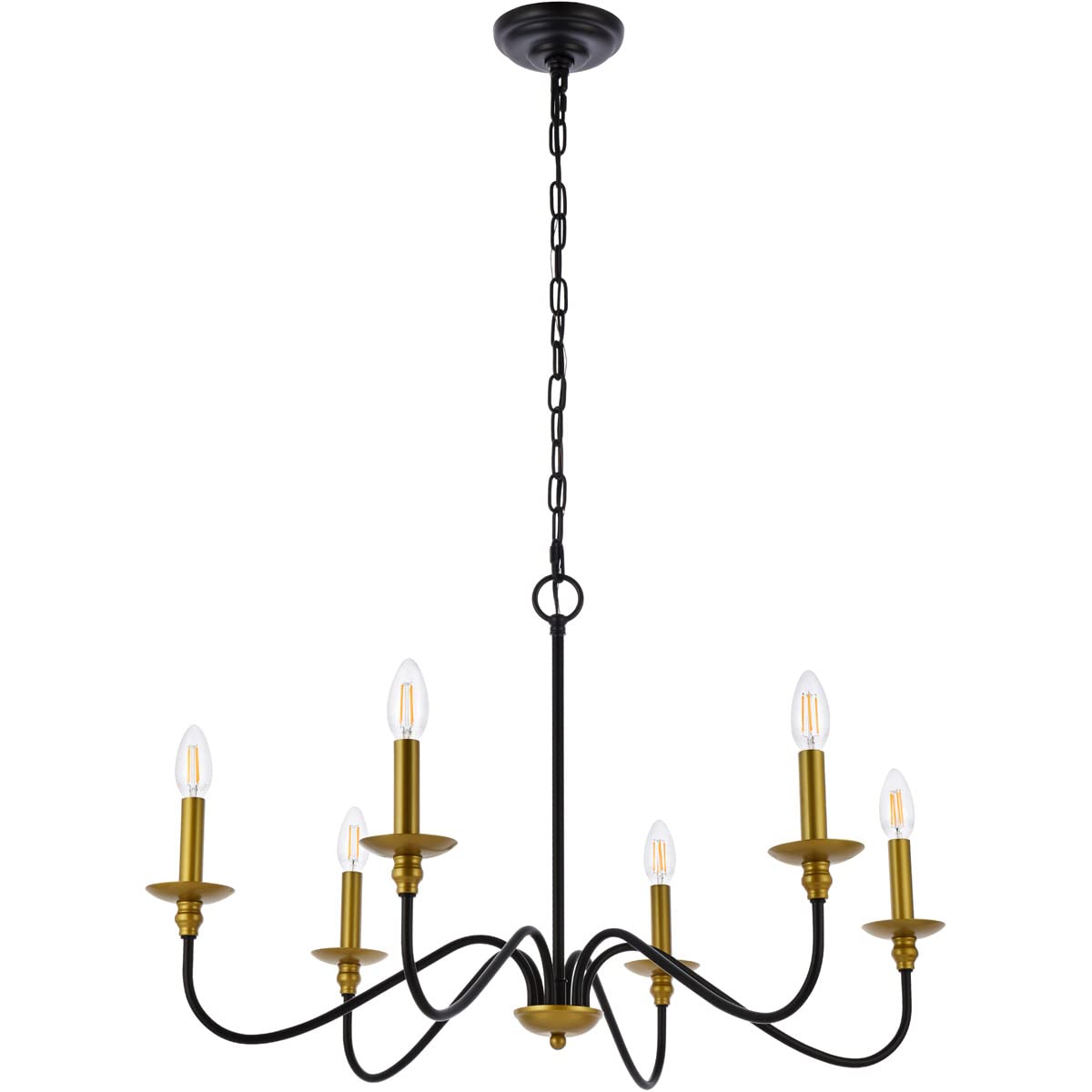 Elegant Rohan Collection 6-Light Chandelier - Modern Crystal Ceiling Light Fixture for Dining Room, Living Room & Bedroom - Perfect for Home Decor & Interior Design
