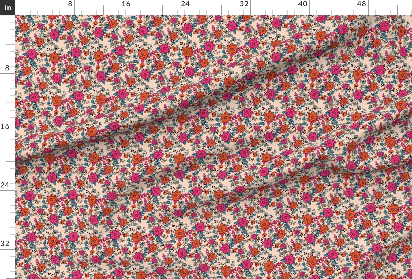 Bright Rose Floral Pink Orange Bird Print Minky Fabric by Spoonflower - Fat Quarter for Sewing Baby Blankets, Quilt Backing & Plush Projects - Soft & Cozy Nursery Decor, DIY Crafting, Home Décor