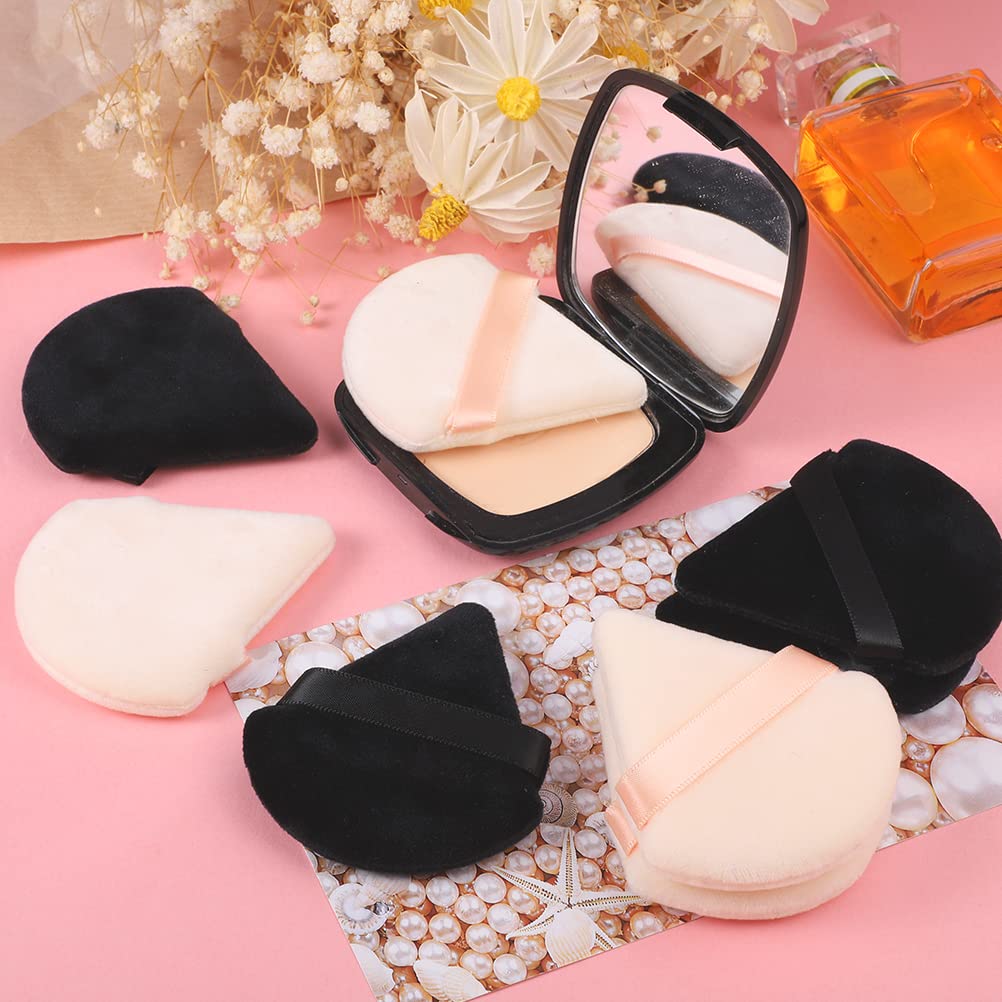 12 Pcs Triangle Powder Puffs for Loose & Setting Powder - Soft Makeup Sponge Blenders for Foundation, Contouring & Baking (Black/Nude) - Perfect for Professional Makeup Artists & Everyday Beauty Routine