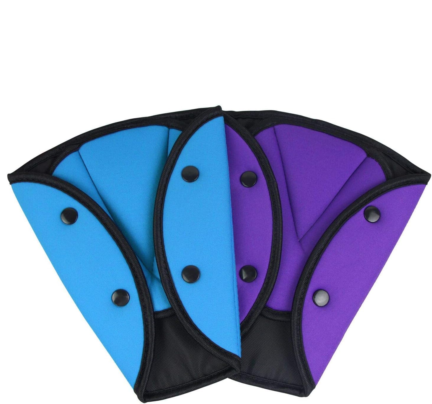 2 Pack Car Seat Belt Adjuster for Kids - Shoulder Pad & Triangle Positioner - Universal Fit for Baby, Toddler, Child & Adult - Soft Safety Belt Cover Protector (Purple & Blue) - Perfect for Road Trips & School Runs