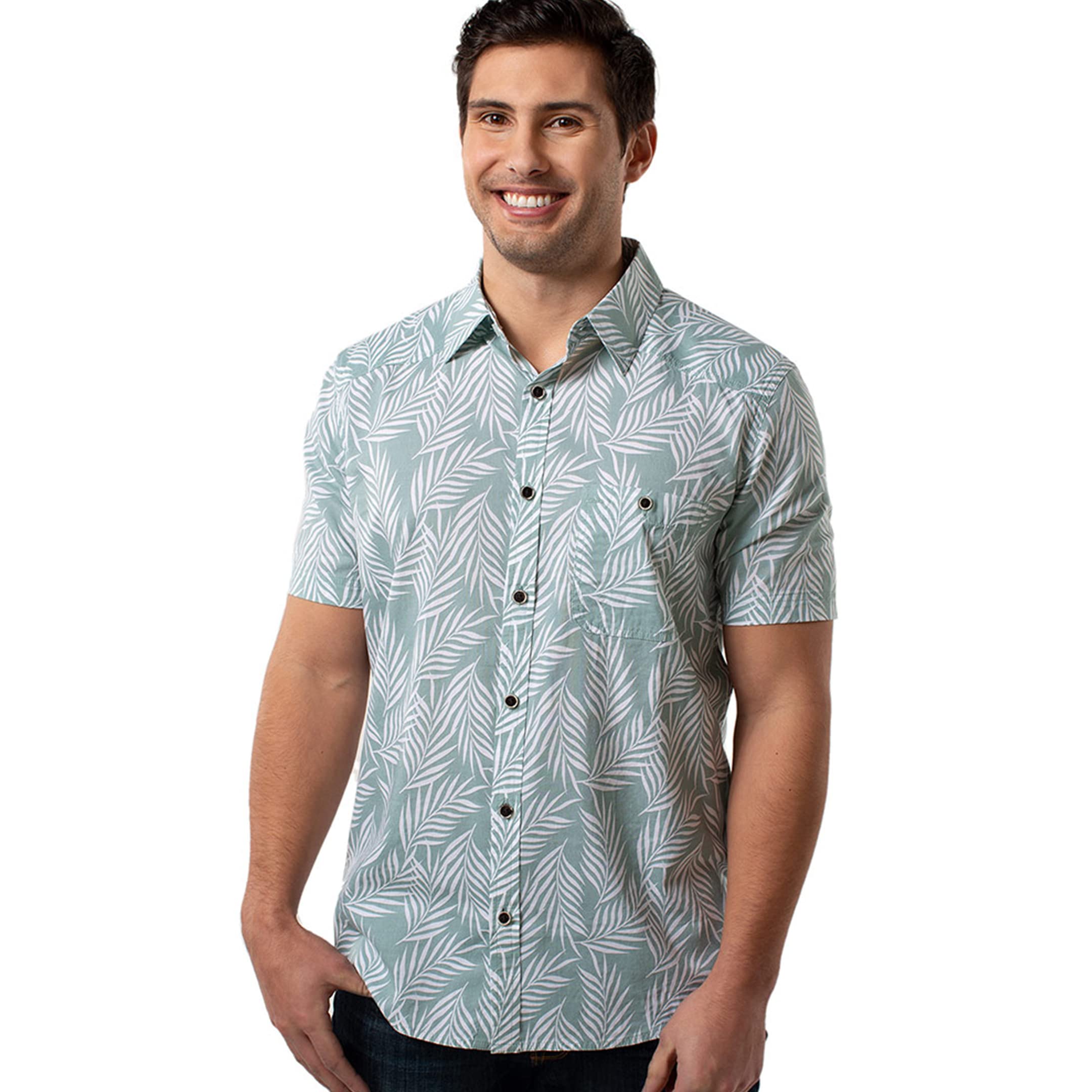 Cariloha Men's Bamboo Woven Button-Up Shirt - Breathable Short Sleeve Casual Shirt with Collar | Perfect for Summer, Beach, Travel & Outdoor Activities