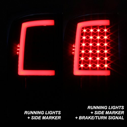AKKON Black Smoked LED Tube Tail Lights for 2009-2018 Dodge Ram 1500 & 2010-2018 2500/3500 - Durable Pair Housing Set | Upgrade Your Truck's Rear Lighting for Better Visibility and Style