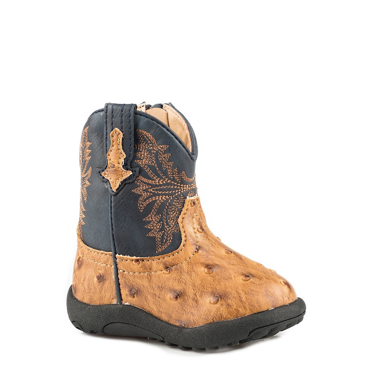 Roper Infant Cowboy Boots for Babies - Tan & Navy Western Style Booties - Perfect for First Steps, Photos & Cowboy Themed Outfits