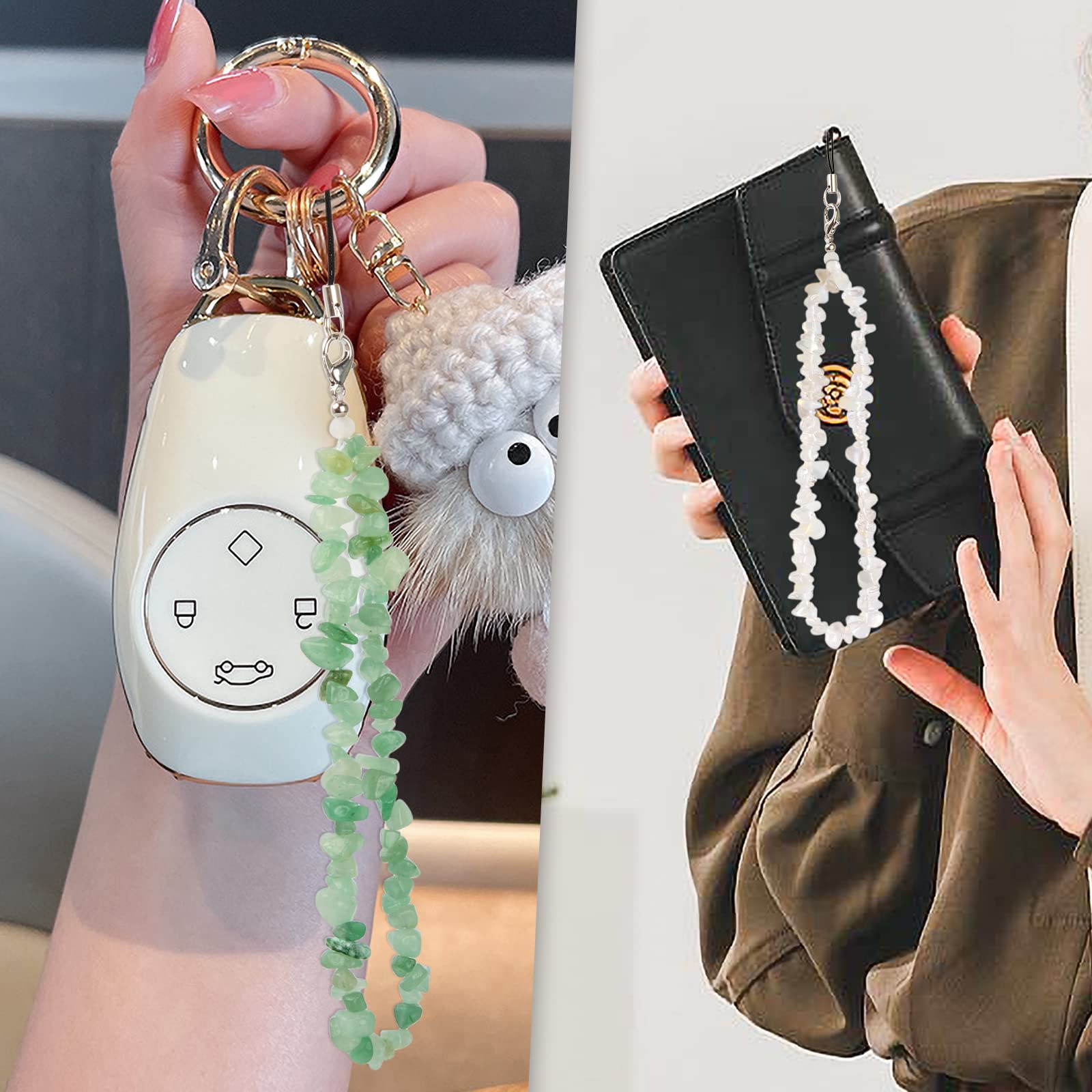 BEACE Phone Charms & Chain Strap for Women - Natural Gemstone Phone Lanyard Wrist Strap for iPhone Samsung Cases | Perfect for Work, Travel & Everyday Use