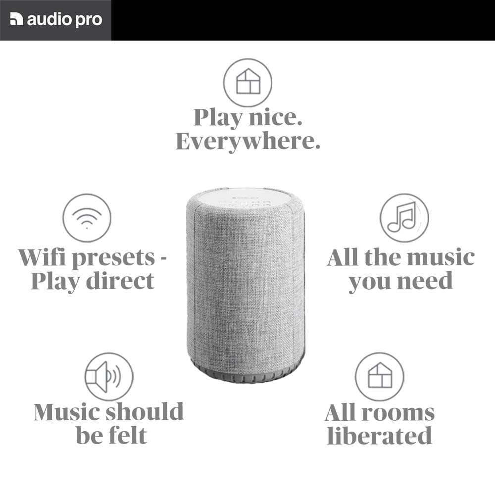 Premium Portable Bluetooth Speaker with Alexa - High Fidelity Wireless Audio for Home, Travel & Outdoor | WiFi, MultiRoom, Spotify Connect | Water-Resistant Light Grey Speaker for Parties, Beach & Camping