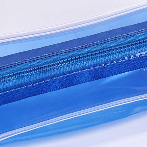 3-Piece Clear Blue Waterproof Travel Toiletry Bag Set - Plastic Shower Organizer Pouch for Women, Men & Kids (Small/Medium/Large) - Perfect for Airplane Carry-On, Camping & Gym Essentials
