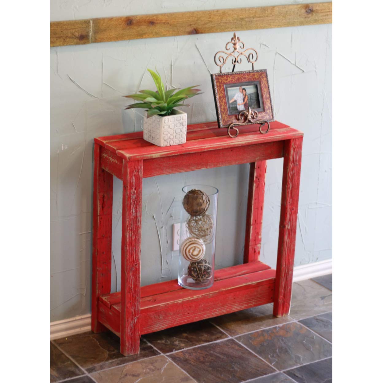 Doug and Cristy Designs Red Small Entry Console Table - Stylish & Compact Hallway Furniture for Small Spaces, Perfect for Entryway, Living Room, or Bedroom Decor