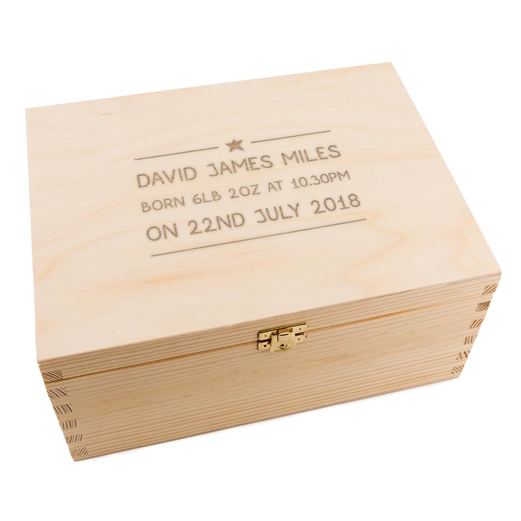 Personalized Baby Girl Wooden Keepsake Box - Engraved Memory Storage Box for Newborns - Unique Baby Shower Gift for New Parents - Perfect for Storing First Locks, Photos & Special Mementos