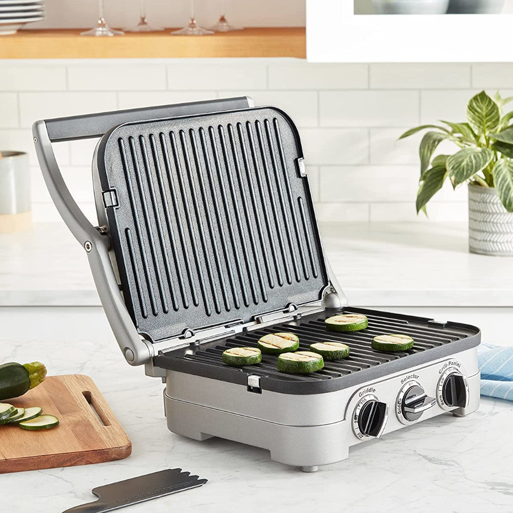 Cuisinart 5-in-1 Griddler Grill & Panini Press - Refurbished with Warranty | Indoor Grilling, Panini Making & More | Perfect for Home Cooking & Entertaining