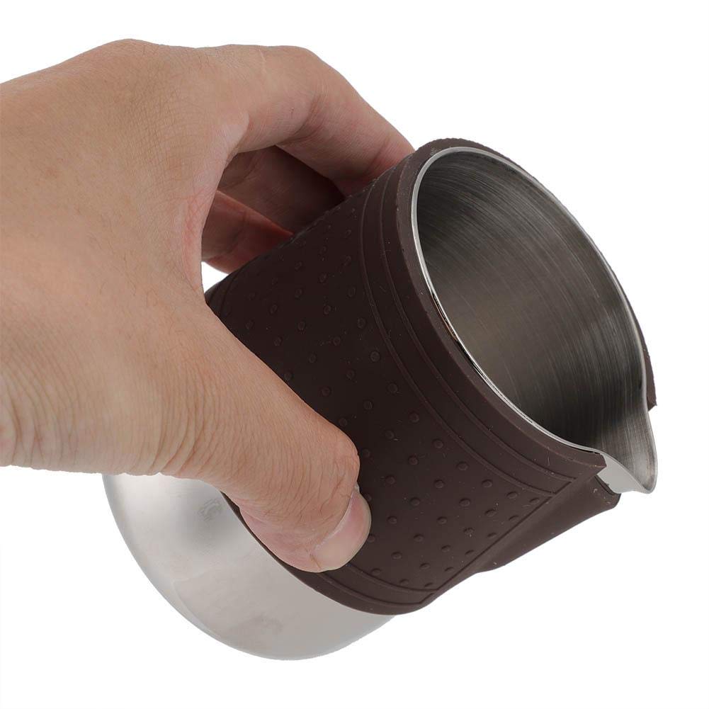 Stainless Steel Milk Frothing Pitcher 300ml with Silicone Cover - Professional Coffee Steaming Pitcher for Latte Art, Cappuccino & Hot Chocolate - Perfect for Home Baristas & Coffee Shops