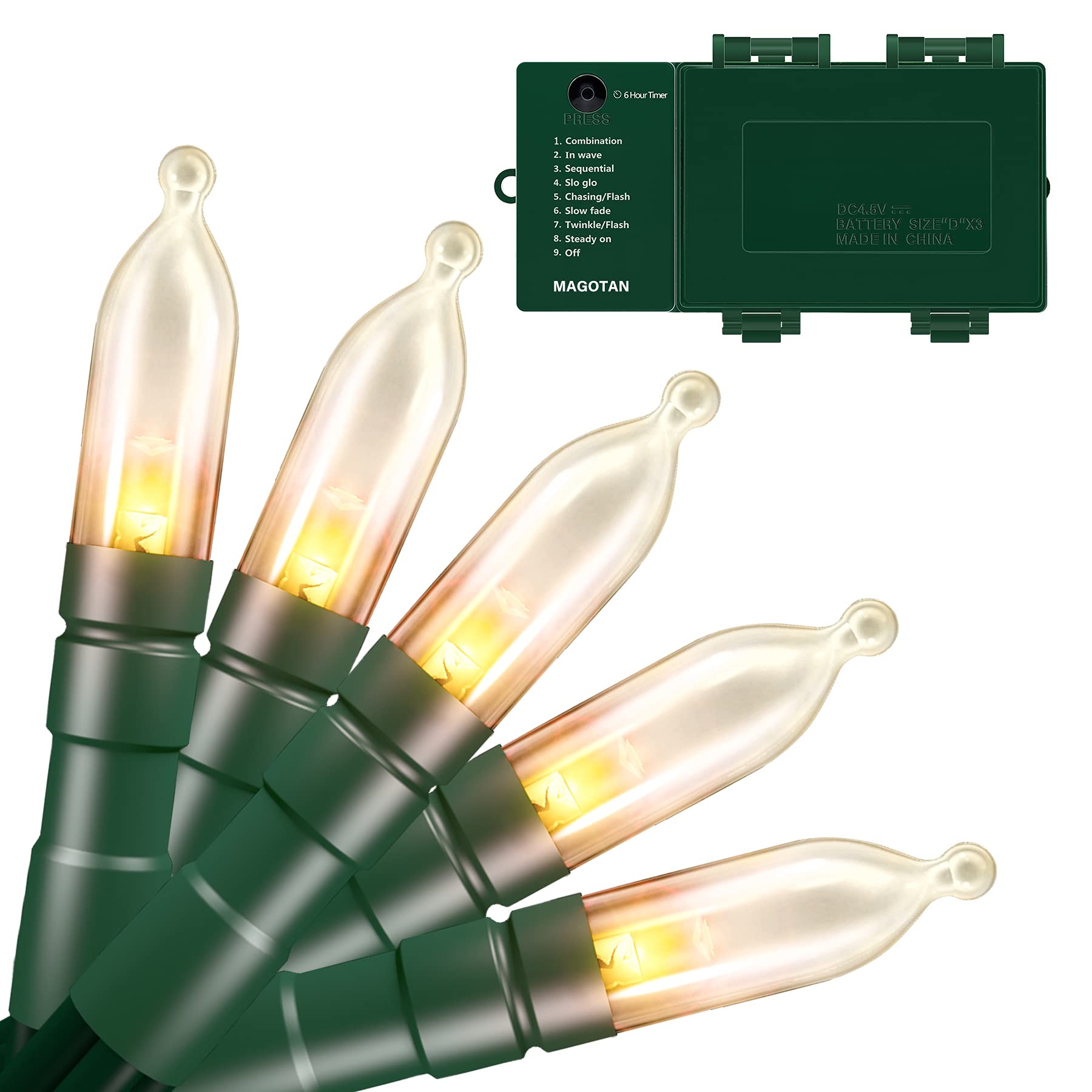 200 LED Battery Operated Christmas Lights with Timer - 8 Modes Waterproof Outdoor String Lights for Wedding, Party, Home, Garden & Wreath Decorations | Warm White Mini Lights for Indoor/Outdoor Holiday Decor