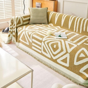 Stylish Geometric Boho Sofa Cover - Modern Bohemian Couch Slipcover for Living Room, Bedroom & Dorm Decor