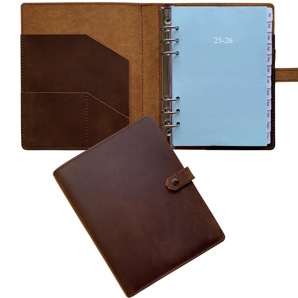 2025-2026 Genuine Leather A5 Planner Refillable - Weekly & Monthly Organizer with Inner Pockets & Pen Holder for Men & Women | Perfect for Office, School & Personal Productivity