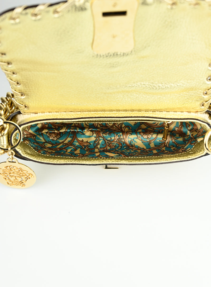Versace Shoulder Bag in Cream Knit - Elegant Designer Handbag for Women, Perfect for Parties, Work & Everyday Use