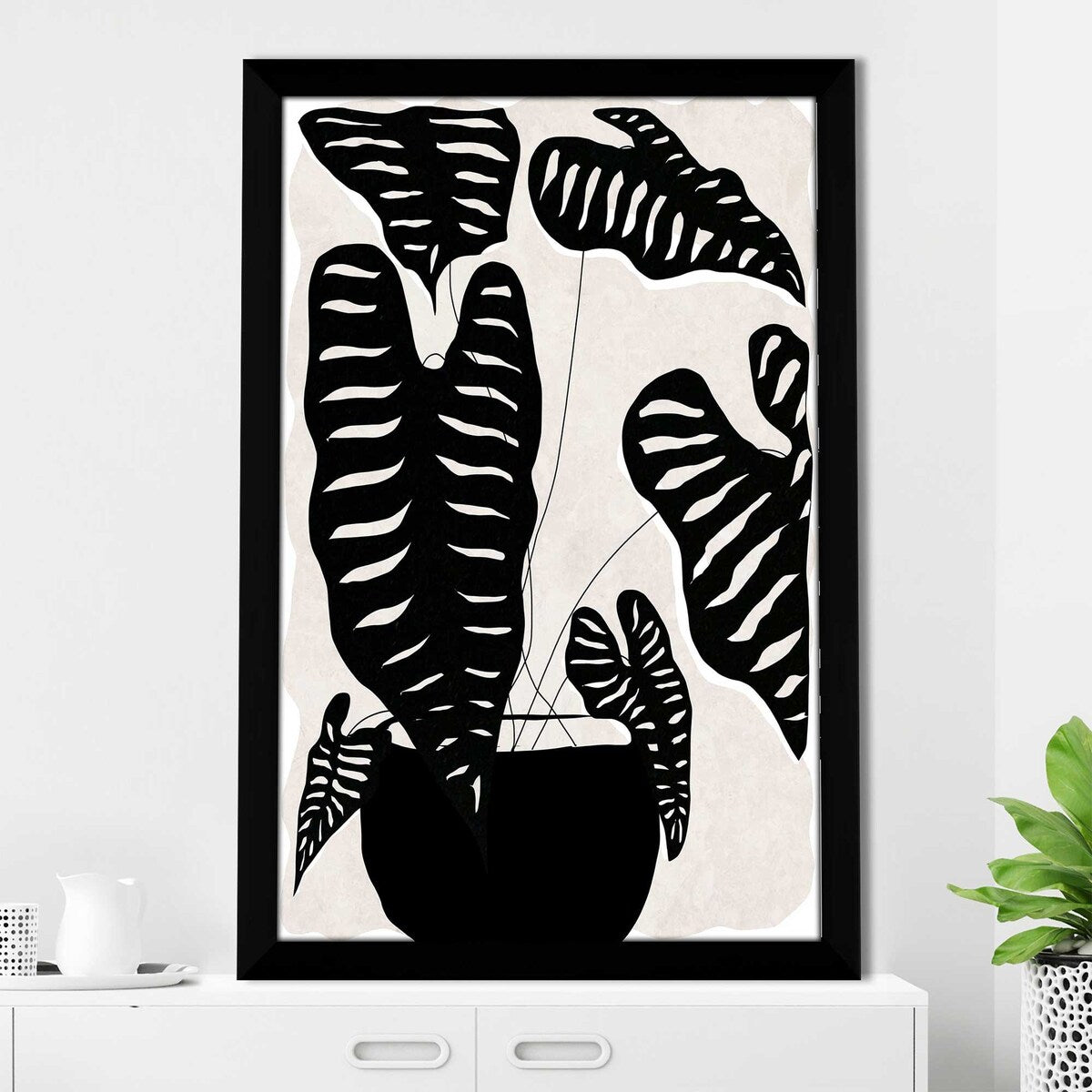 Daniela Santiago Black and White Potted Plant II Acrylic Wall Art Print - Modern Home & Office Decor for Living Room, Bedroom, Kitchen