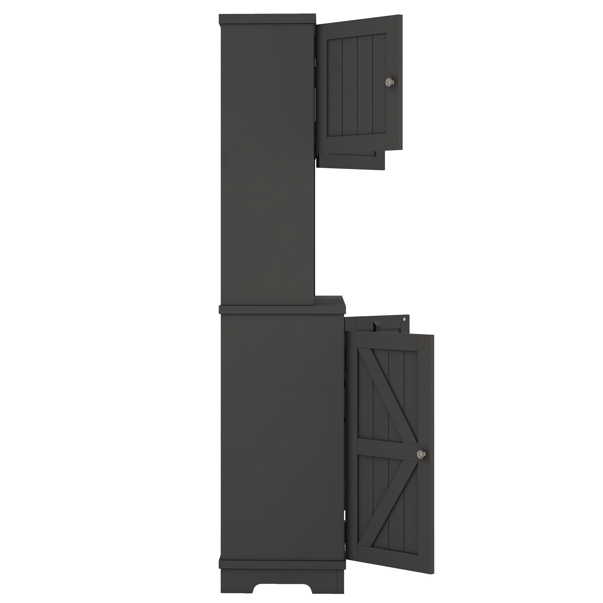Farmhouse Coffee Bar Cabinet with Storage - Kitchen Buffet Cabinet with Drawers, Shelves & Wine Glass Racks - Rustic Dining Room Furniture for Kitchen, Bar & Entertaining - Black