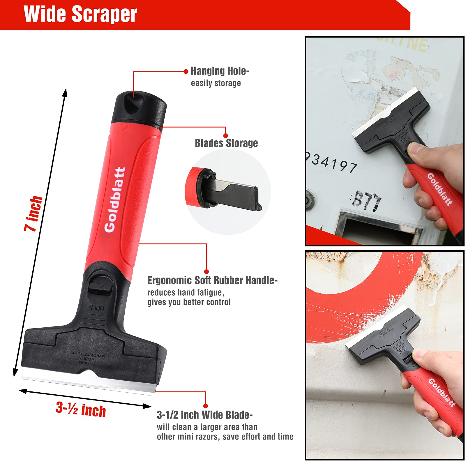 Goldblatt 2-Piece Razor Blade Scraper Set & 8-Piece Masonry Hand Tool Kit - Premium Construction Tools for Tile Removal, Grout Cleaning, and DIY Home Improvement Projects