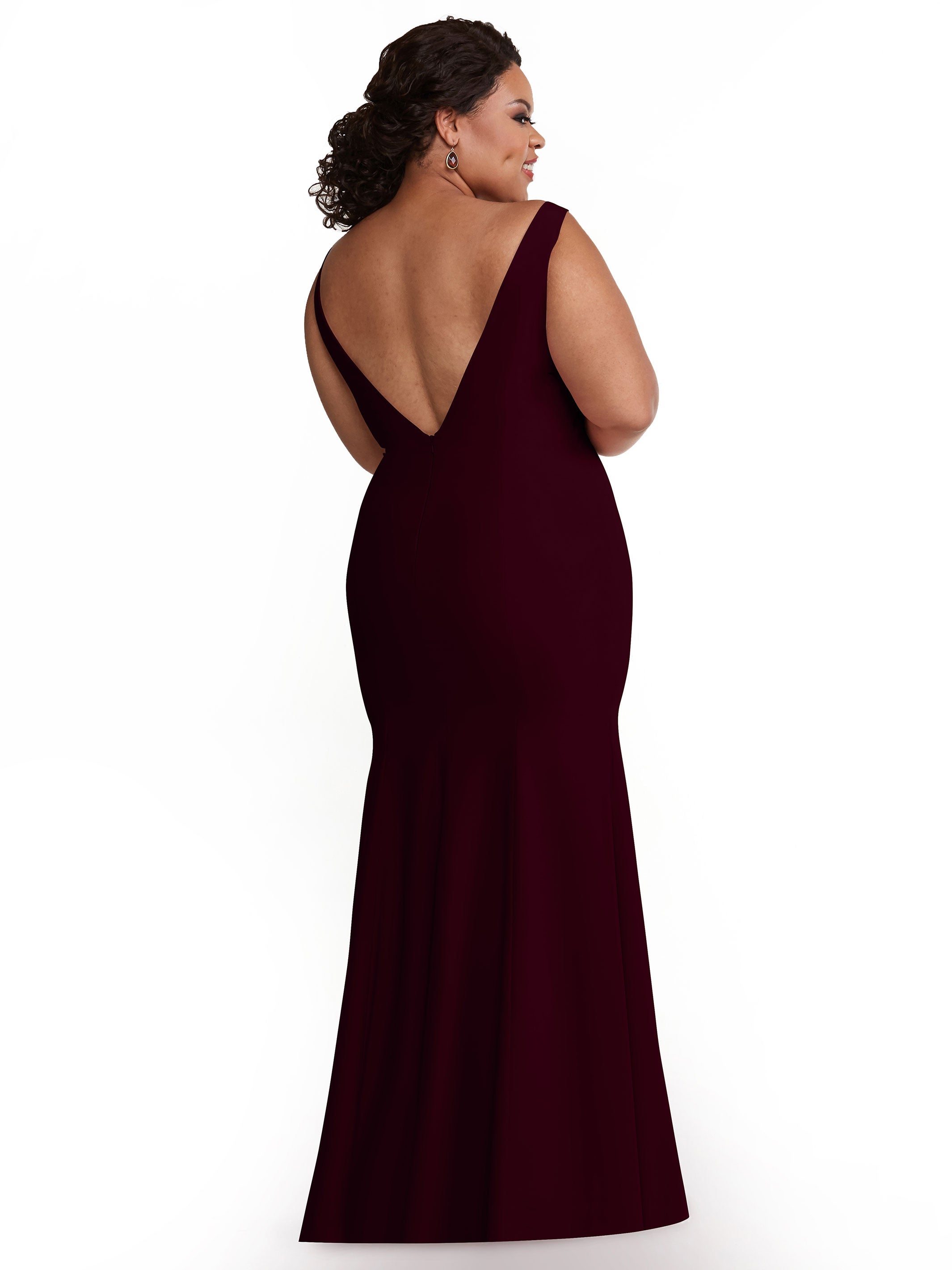 Elegant 83010 Mermaid Stretch Chiffon Bridesmaid Dress with Plunging V-Neckline - Perfect for Beach Weddings, Formal Events & Evening Parties