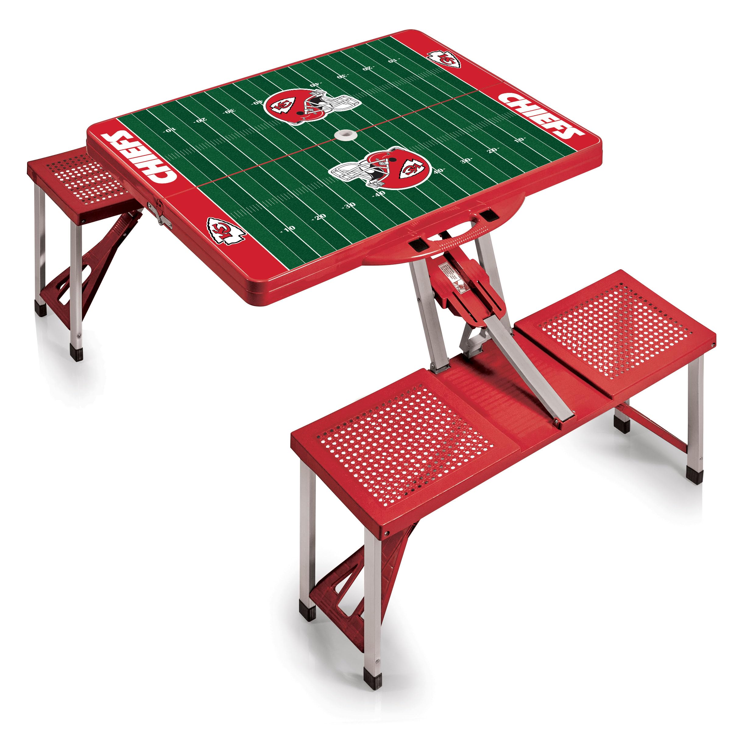 PICNIC TIME NFL Portable Folding Picnic Table with Seats & Umbrella - Perfect for Tailgating, Camping, Beach & Outdoor Parties