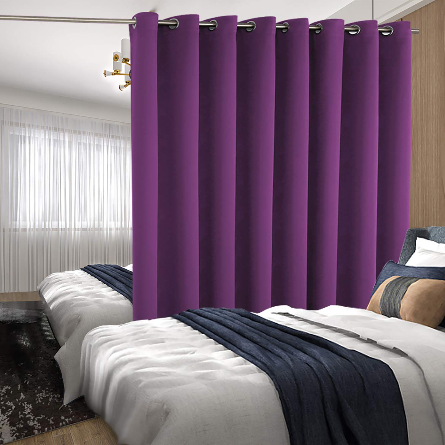BGment Extra Wide 96 Inch Room Divider Curtain - Blackout & Noise Reducing for Living Room, Bedroom & Patio Sliding Doors | Darkening Privacy Curtain in Purple (1 Panel, 120