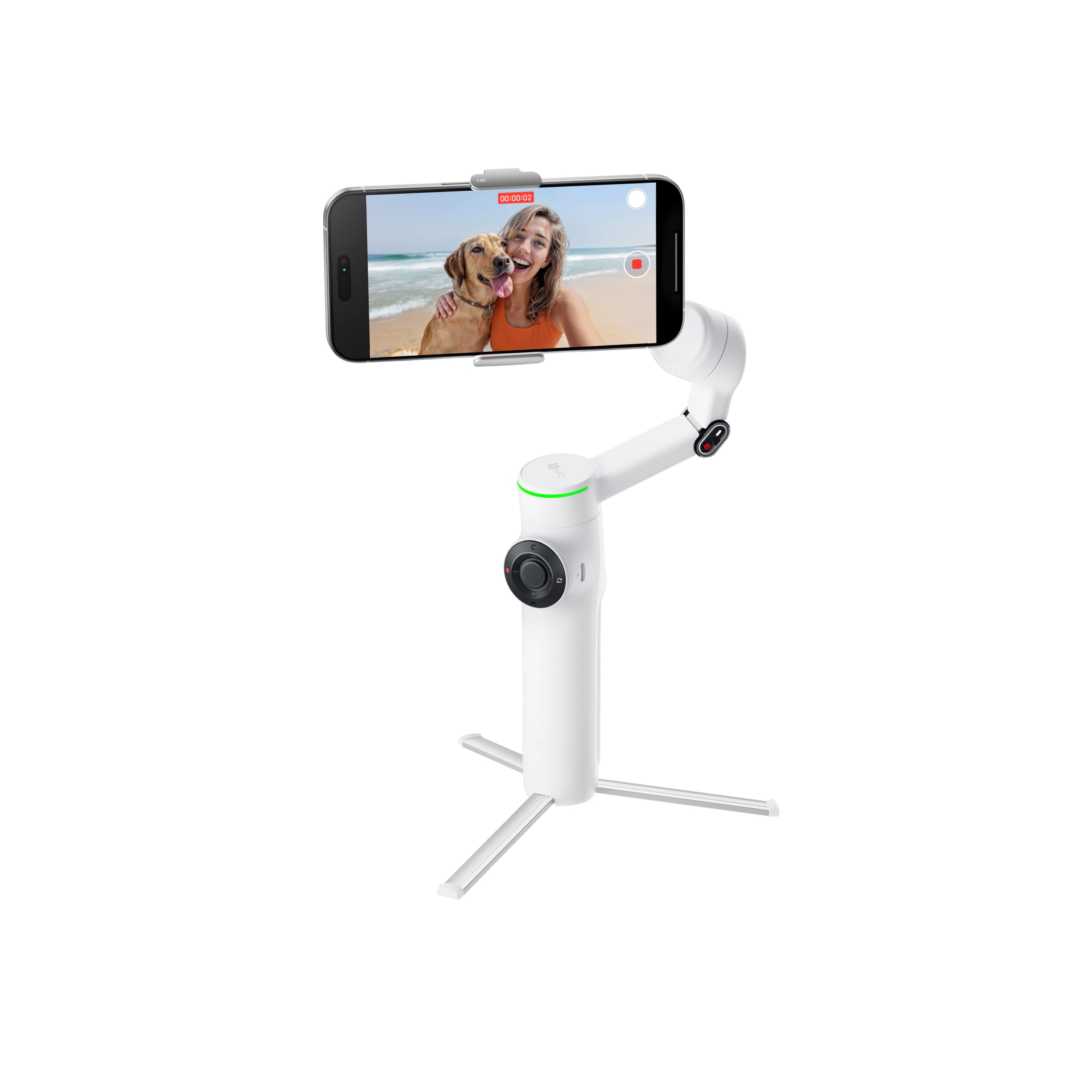 Insta360 Flow 2 Pro White - AI Smartphone Stabilizer with Auto Tracking | 3-Axis Gimbal for iPhone & Android | Built-in Tripod & Selfie Stick | Foldable & Portable | Perfect for Vlogging, Travel & Live Streaming