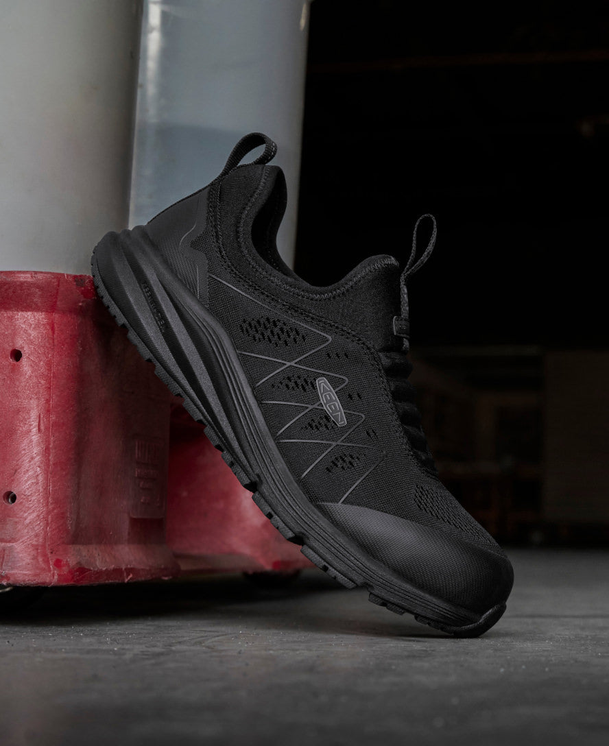 Men's Vista Energy Shift ESD Carbon Toe Work Shoes - Black/Black | Slip Resistant & Electrical Hazard Protection for Construction & Industrial Work