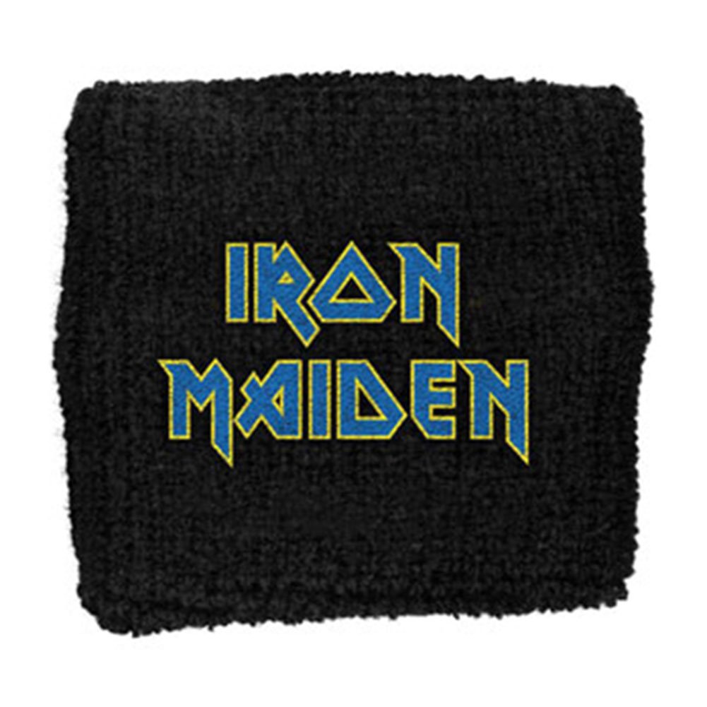 Iron Maiden Men's Logo (Flight 666) Athletic Wristband Black - Sweat Absorbent Workout Wristbands for Gym, Running & Sports